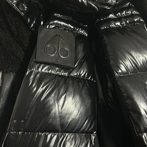 Black Puffer Jacket with Logo Patch